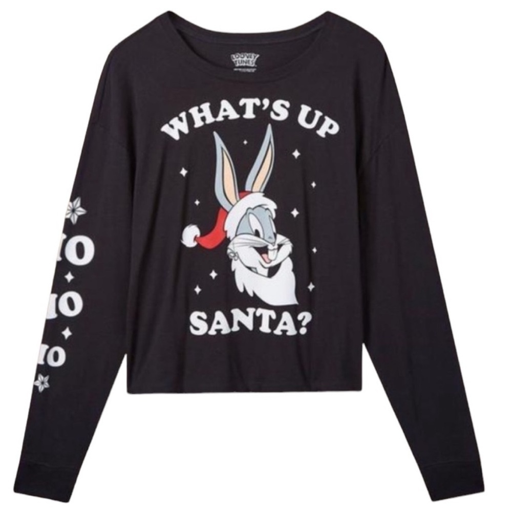 Torrid Looney Tunes Bugs Bunny What’s Up Santa Oversized Crop Graphic Tee Size 1